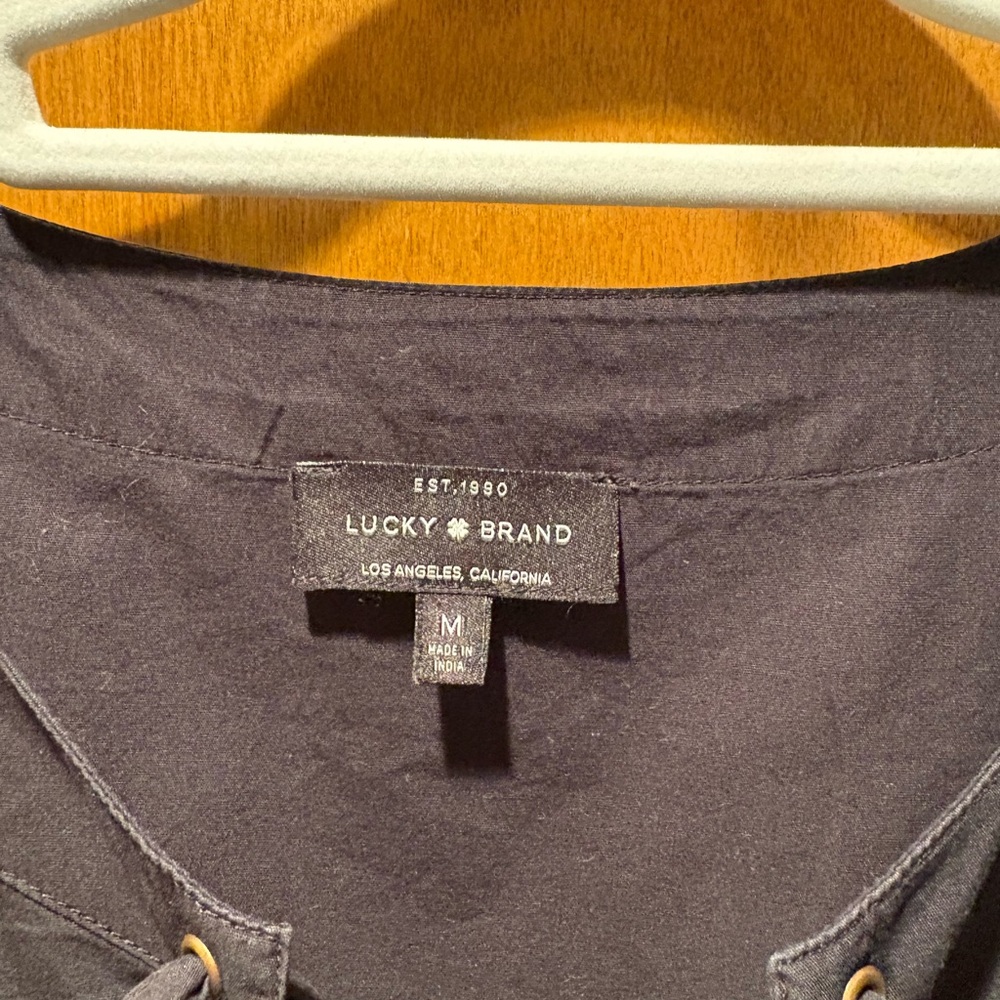 Lucky Brand Charcoal Lace-Up Top